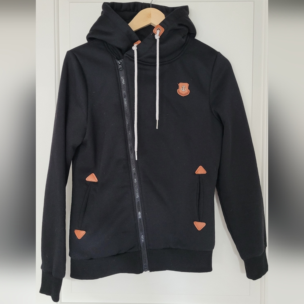 Black asymmetrical zip hoodie